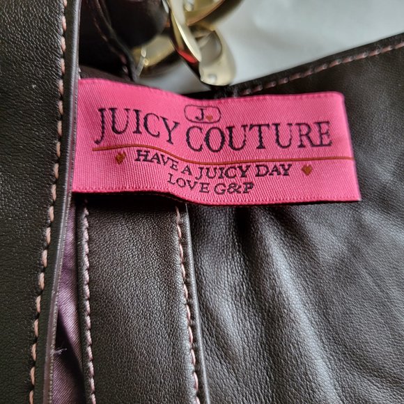 Vintage Juicy Couture Cocoa Lamb Leather Heavy Hardware Shoulder Bag - Picture 14 of 15